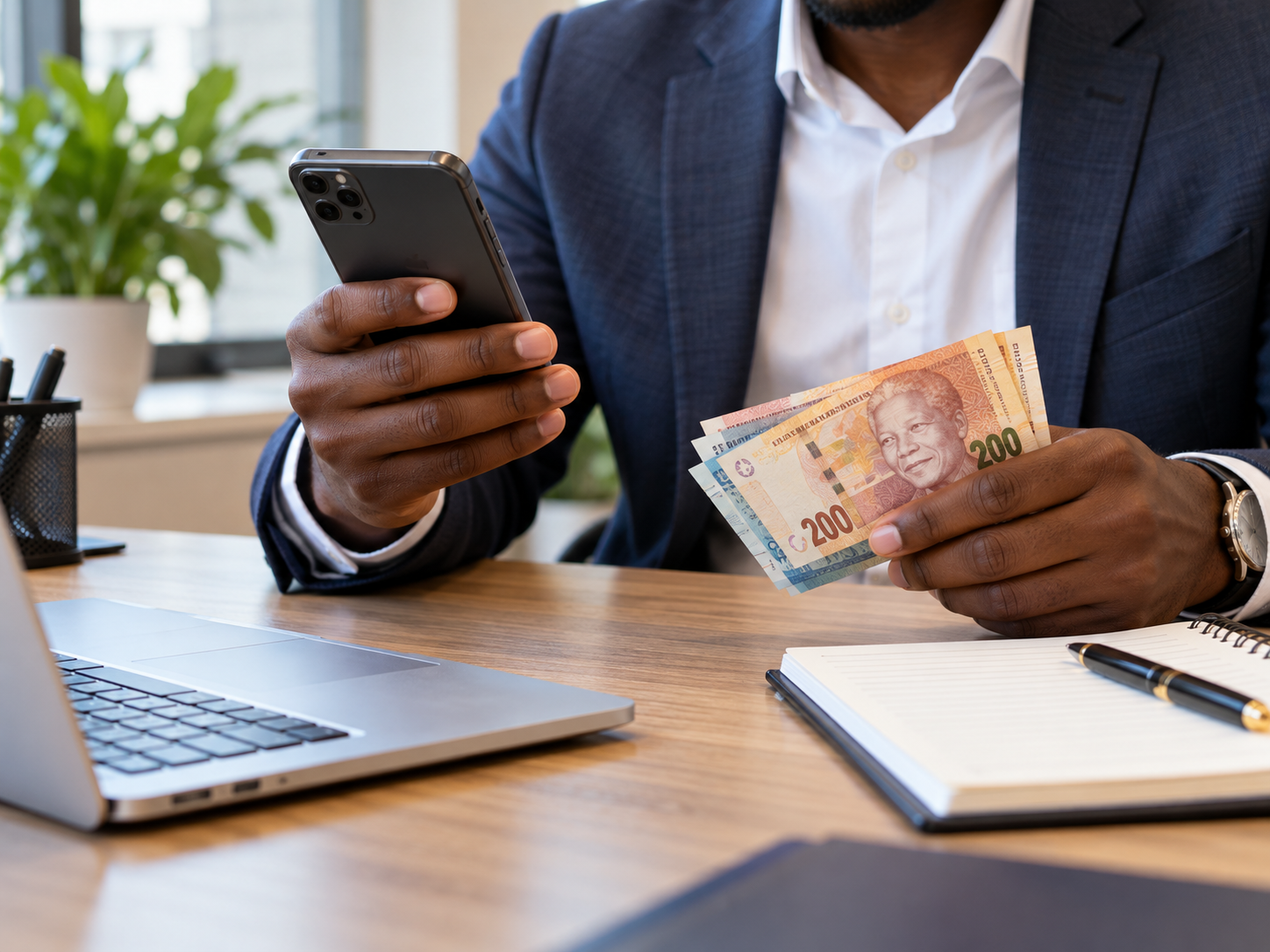 Professional loan consultation at a desk
